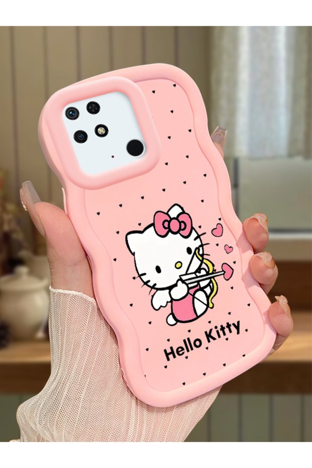 Redmi 10C Compatible Case Camera Protector Pink Silicone Couple Phone Case Kitty Pattern