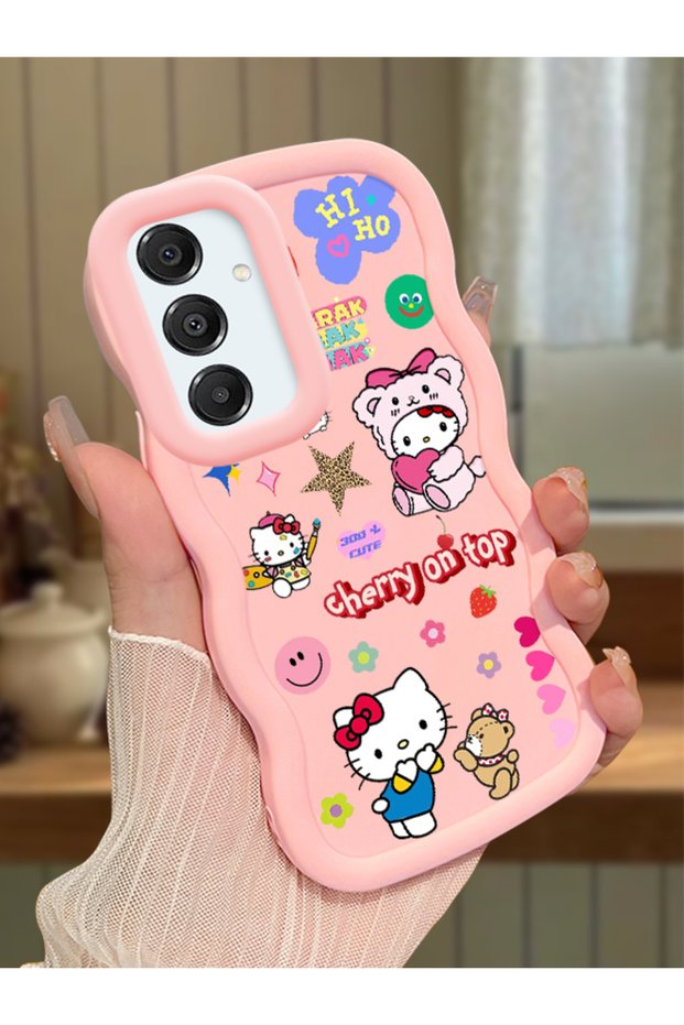 Samsung Galaxy A16 Compatible Case Camera Protector Pink Silicone Couple Phone Case Kitty Pattern
