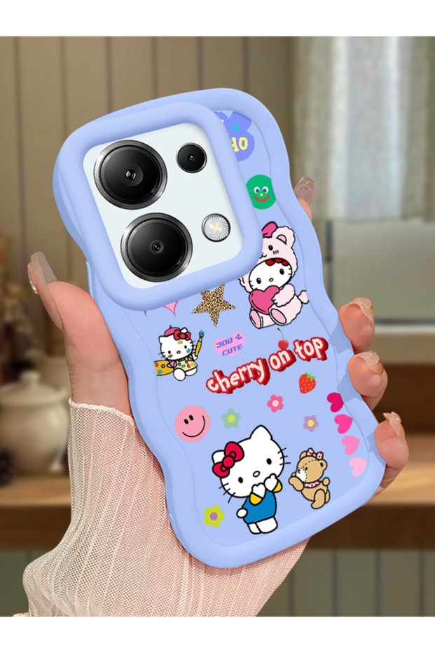 Redmi Note 13 Pro 4g Compatible Case with Camera Protector Blue Silicone Couple Phone Case Kitty Pattern