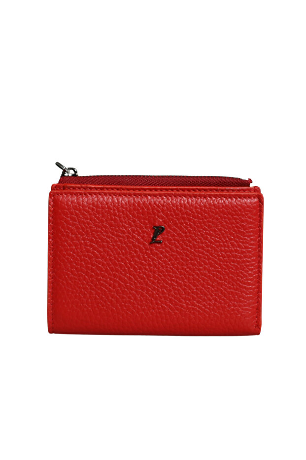 Red Leather Women's Zipper Wallet