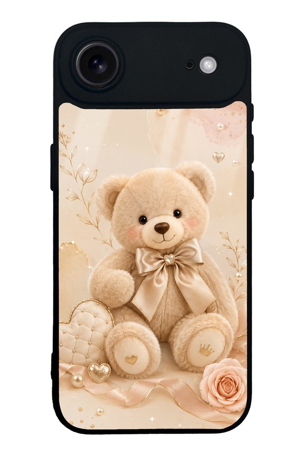 iPhone 17 Air Pearl Teddy Design Glossy Phone Case