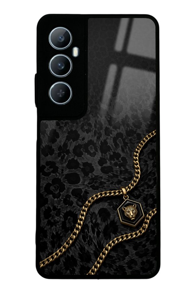 Realme C65 Black Panther Gold Design Glossy Phone Case