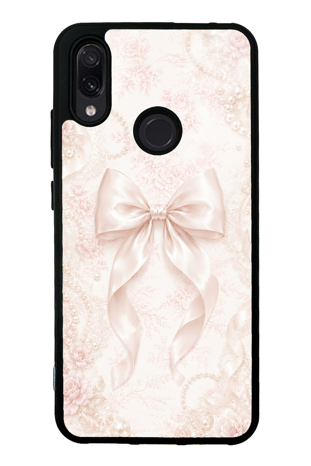 Xiaomi Redmi Note 7 Glossy Phone Case with Blush Pearl Bow Design