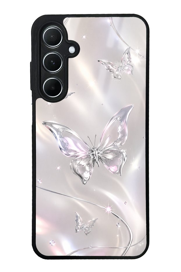 Samsung A55 Crystal Whisper Butterfly Design Glossy Phone Case