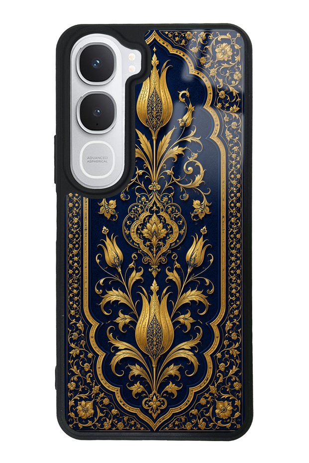Vivo Y31 Glossy Phone Case with Sapphire Ottoman Gold Design