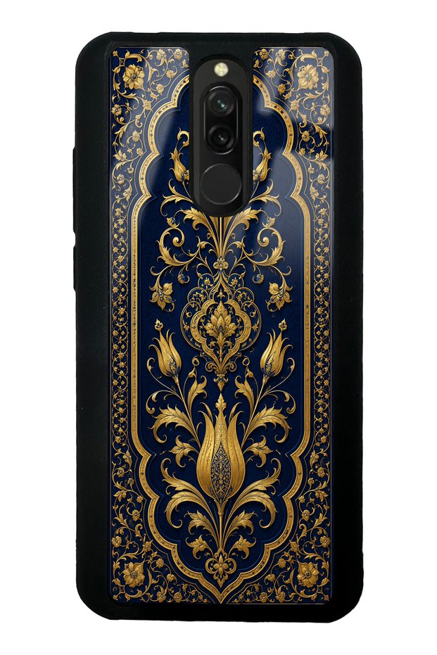 Xiaomi Redmi 8 Glossy Phone Case with Sapphire Ottoman Gold Design