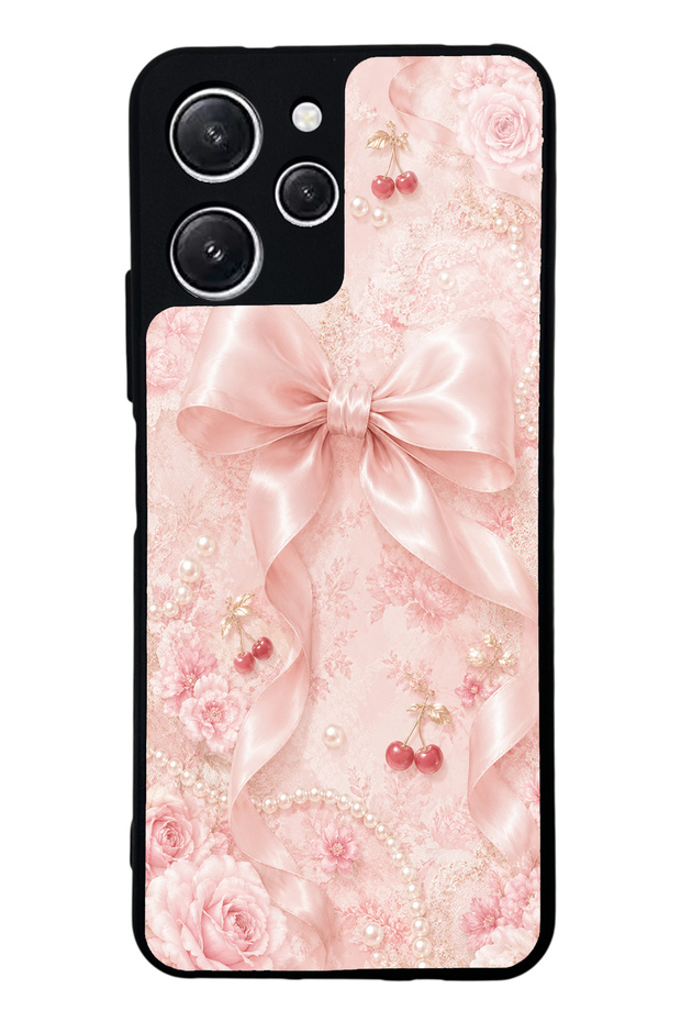 Xiaomi Redmi 12 Glossy Phone Case with Cherry Blush Bow Design