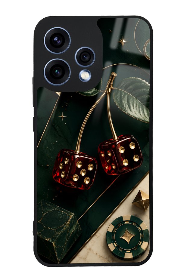 Oppo Reno 15 Emerald Casino Cherry Design Glossy Phone Case