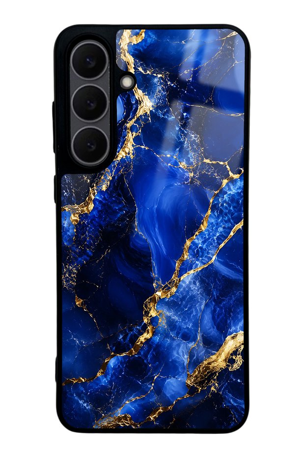 Samsung S25 Fe Sapphire Gold Marble Design Glossy Phone Case