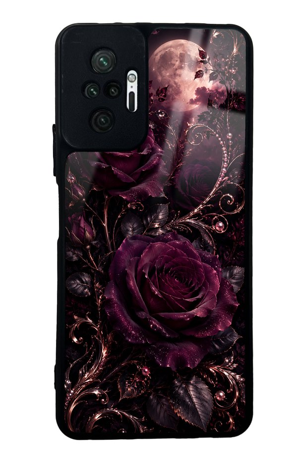 Xiaomi Redmi Note 10 Pro Moonlit Burgundy Rose Design Glossy Phone Case