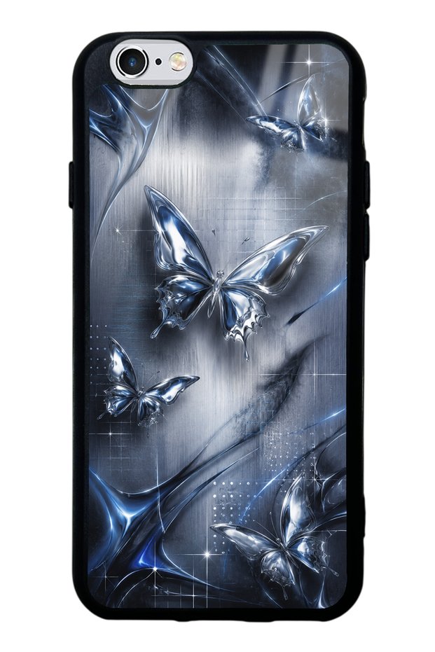 iPhone 6S Midnight Chrome Butterfly Design Glossy Phone Case