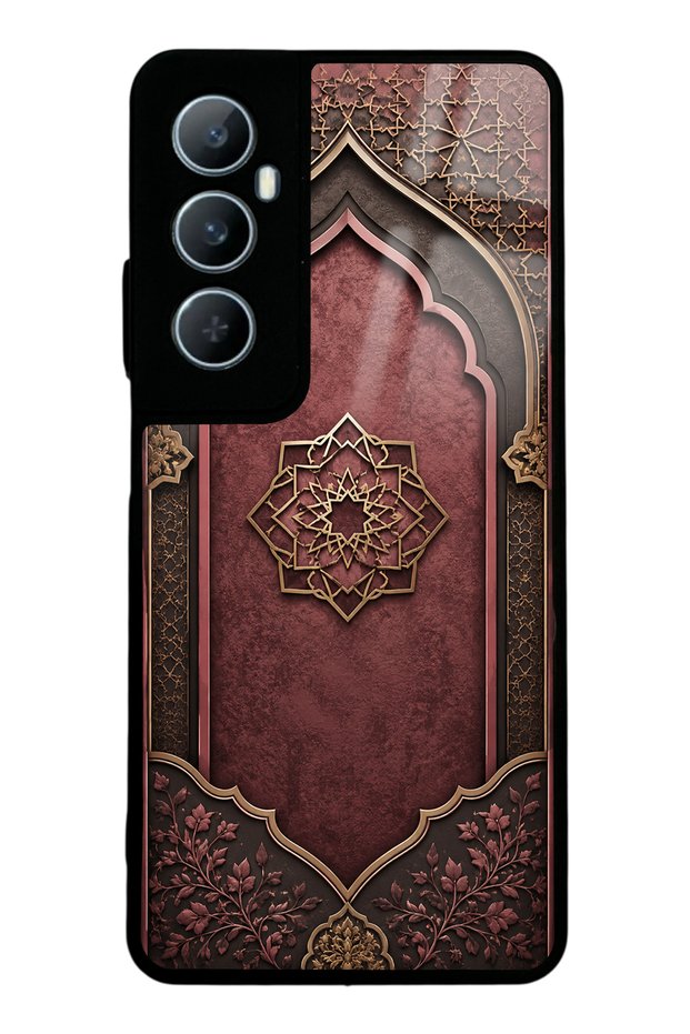 Realme C65 Burgundy Glossy Phone Case with Ottoman Emblem Design
