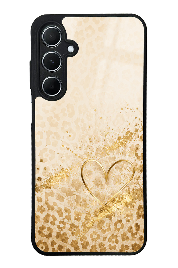 Samsung A55 Golden Heart Glow Design Glossy Phone Case