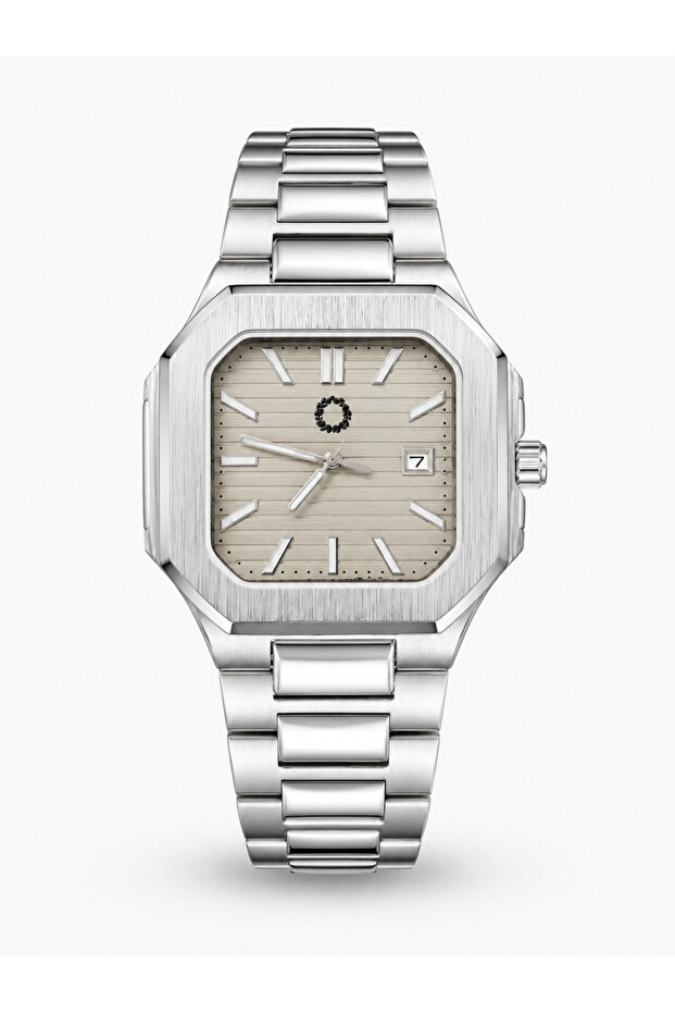 Pruva 42 mm Champagne Dial Steel Band Men's Automatic Look Quartz Wristwatch with Calendar