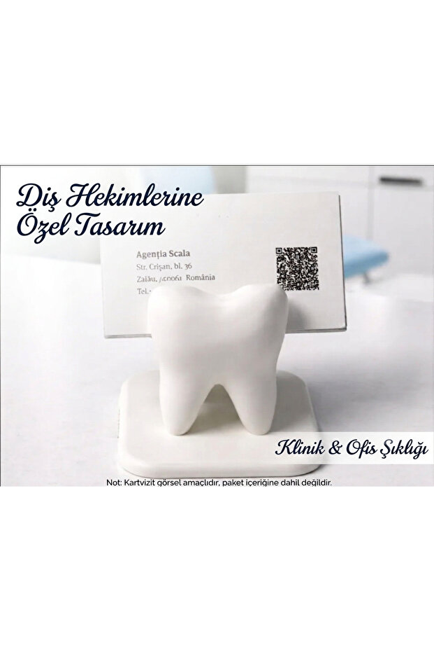 Design Tooth-Shaped Business Card Holder - Decorative Desktop Business Card Stand for Dentist and Clinic