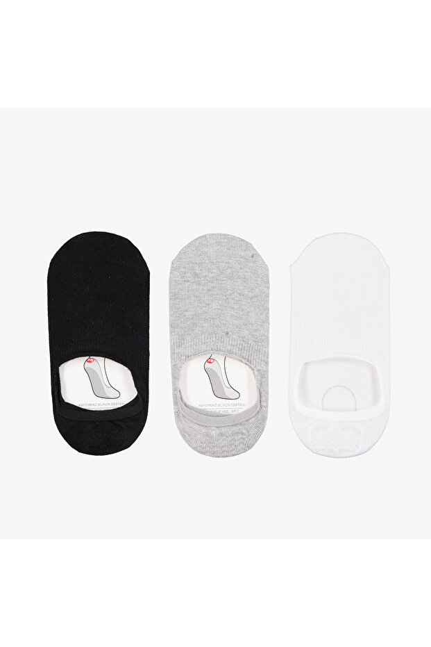 United4 Unisex 3-Pack White/Black/Grey Ballerina Socks