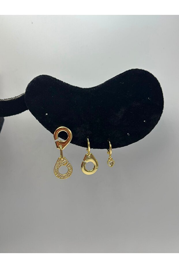 Hook Detail Steel Set Earrings