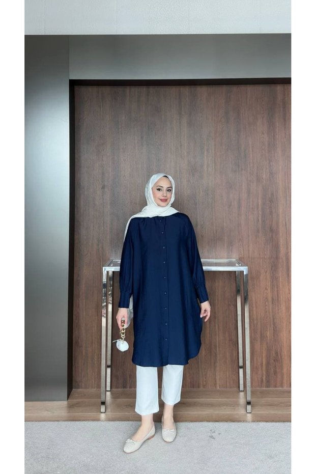 Cupra Linen Shirt Collar Hijab Tunic 100 cm Anka261035