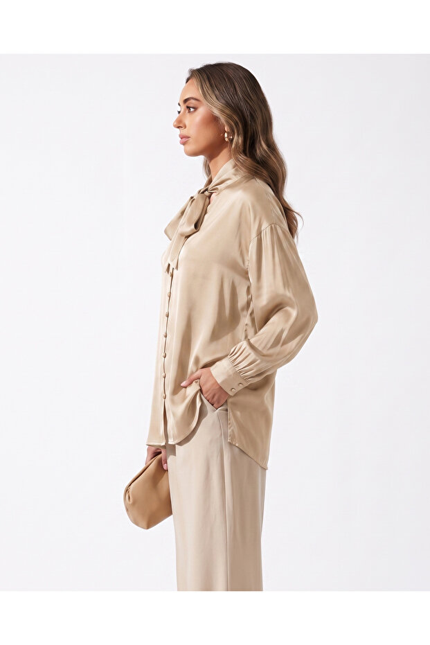 Tie-Neck Formal Shirt