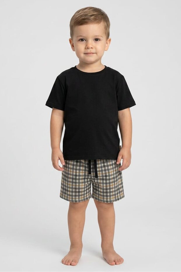 Lounge By Toddlers Boy 2 Pieces Windowpane Top And Shorts Pyjama Set, Multicolor