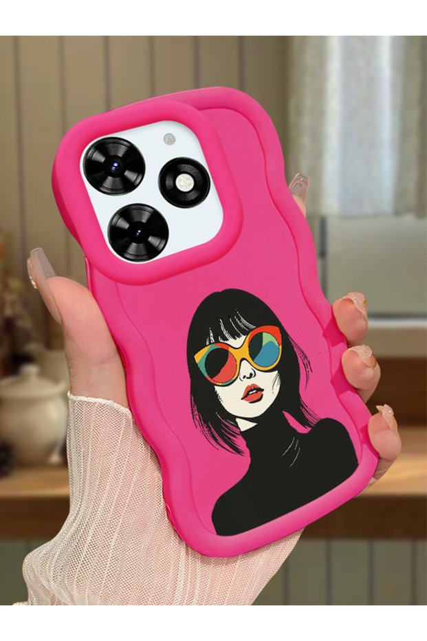 Tecno Spark Go 2024 Compatible Case Camera Protector Red Silicone Couple Phone Case Girl Pattern