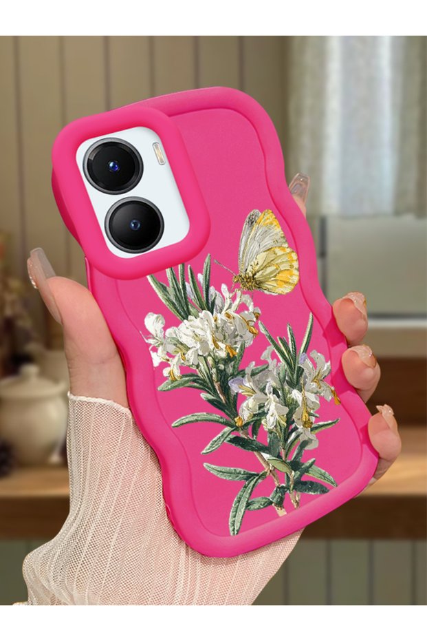 Vivo Y56 Compatible Case Camera Protector Red Silicone Couple Phone Case Butterfly Pattern
