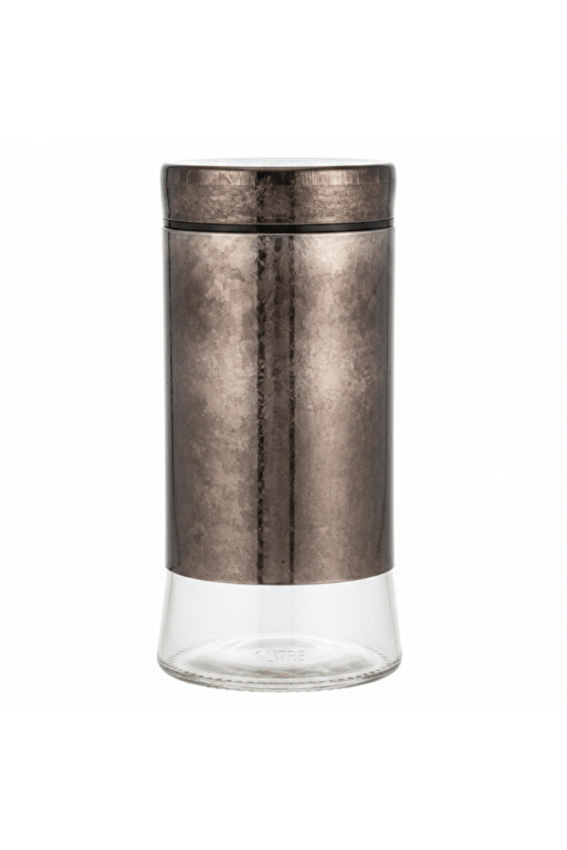 Brown Glass Storage Canister with Plastic Lid — 1 Litre