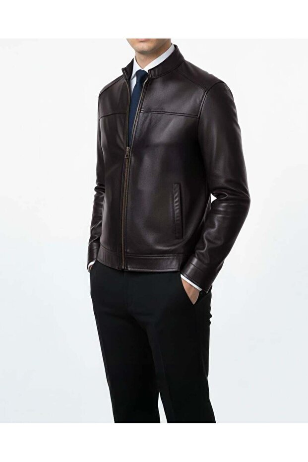100% Genuine Lamb Leather Men's Coat Jacket Tan T20018-24