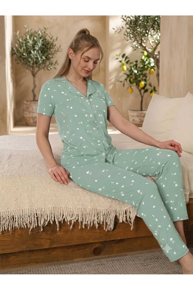 Kisakol Jacket Collar Pajama Set