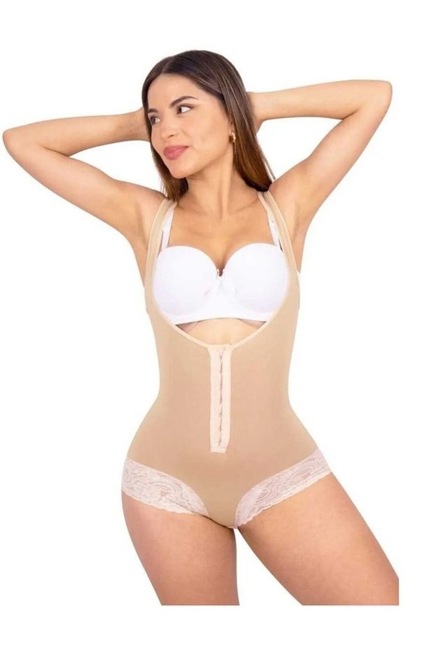 Women's Slimming Hourglass Look Bodysuit Corset, Lace Adjustable Underwire Strap Corset