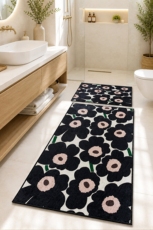 Non Compos 60X100 50X60 Non-Slip Based 2-Piece Bathroom Mat Set
