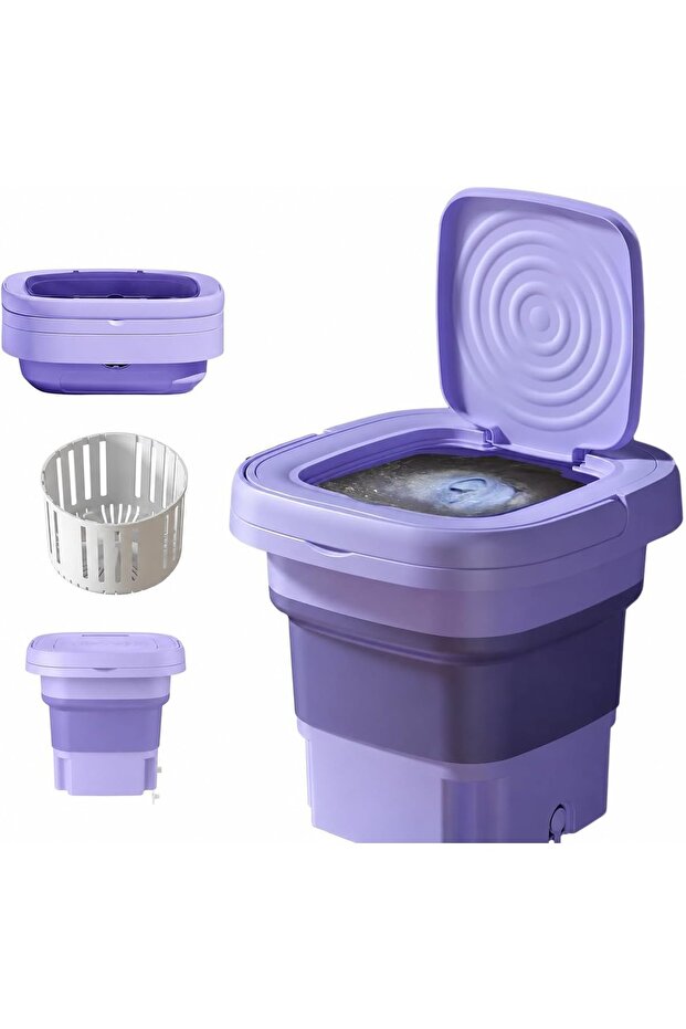 Portable Folding Mini Washing Machine – Lightweight Automatic Underwear Washer for Travel, Baby Clothes, Socks & Small Laundry