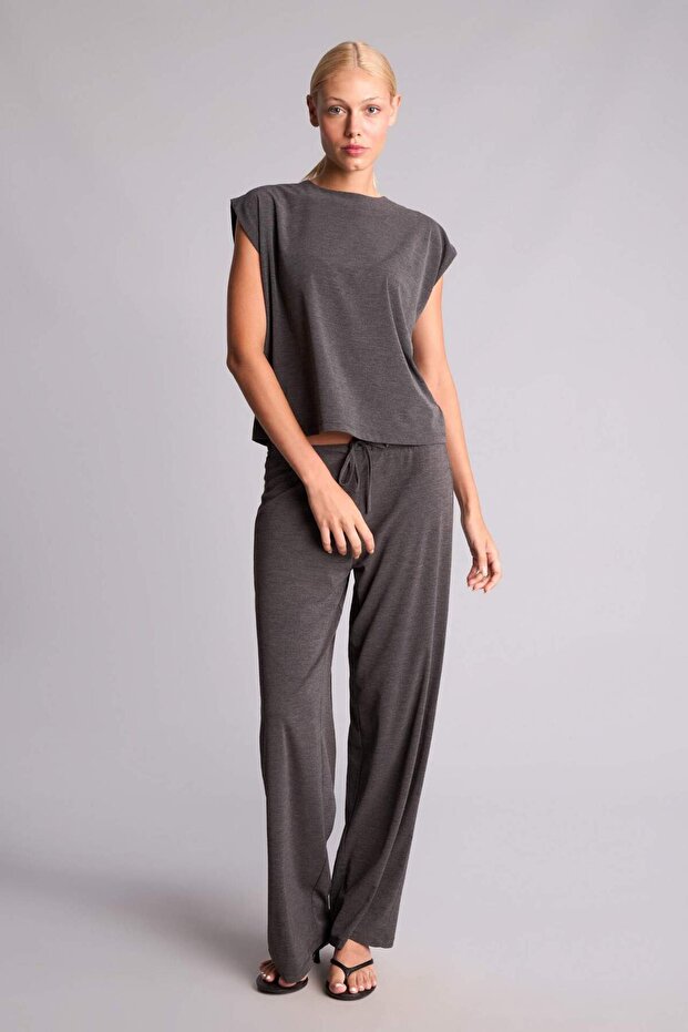 Wide Leg Crepe Anthracite Trousers I2211Ax26Au