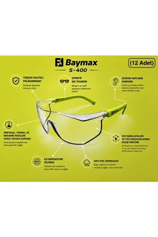 Baymax S-400 Protective Transparent Glasses 12 Units