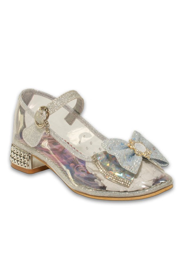 Princess Heeled Transparent Girls' Evening Dress Shoes with Stones