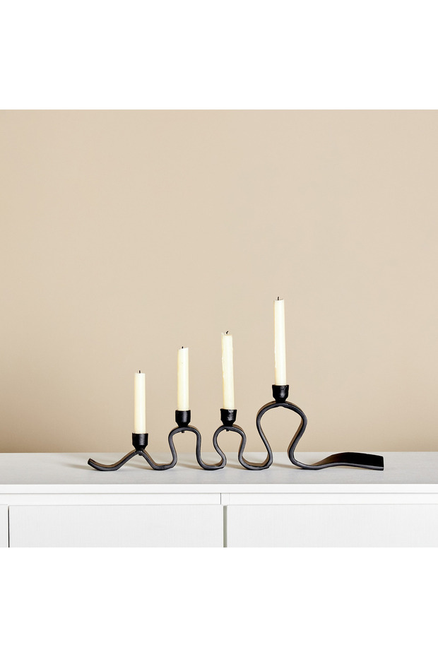 Charcoal Curvy 4-Taper Candleholder