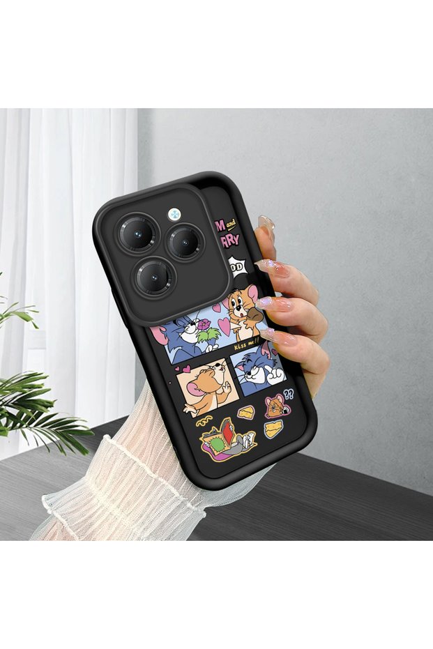 حافظة سيليكون سوداء متوافقة مع هاتف Infinix Hot 40/40 Pro، مقاومة للصدمات مع حماية للكاميرا