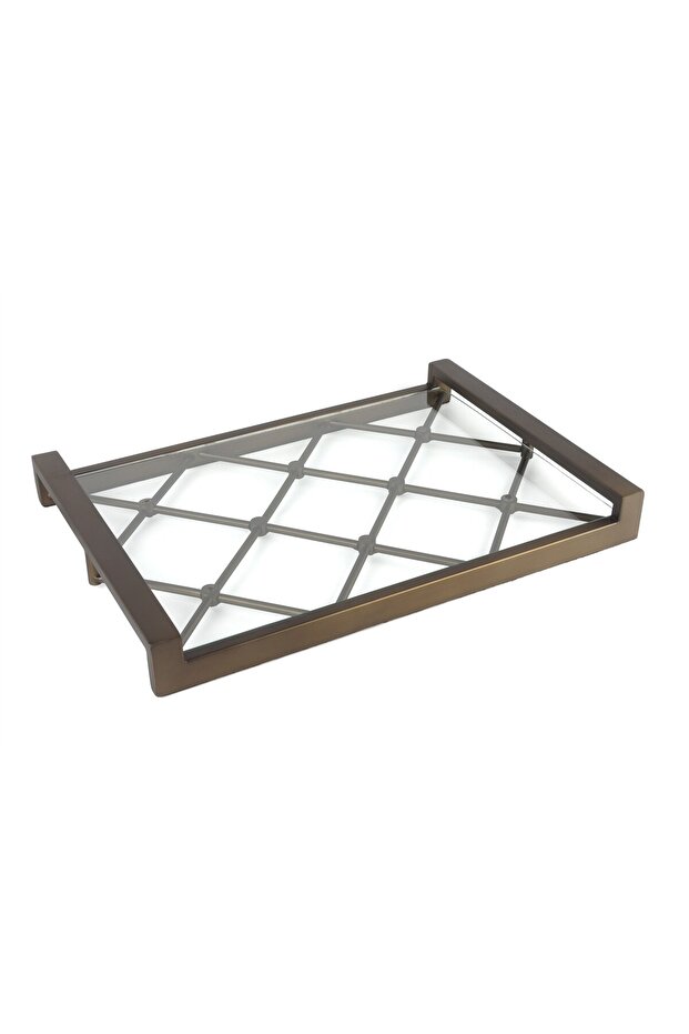 Antique Bronze Glass Tray 48X34X6Cm