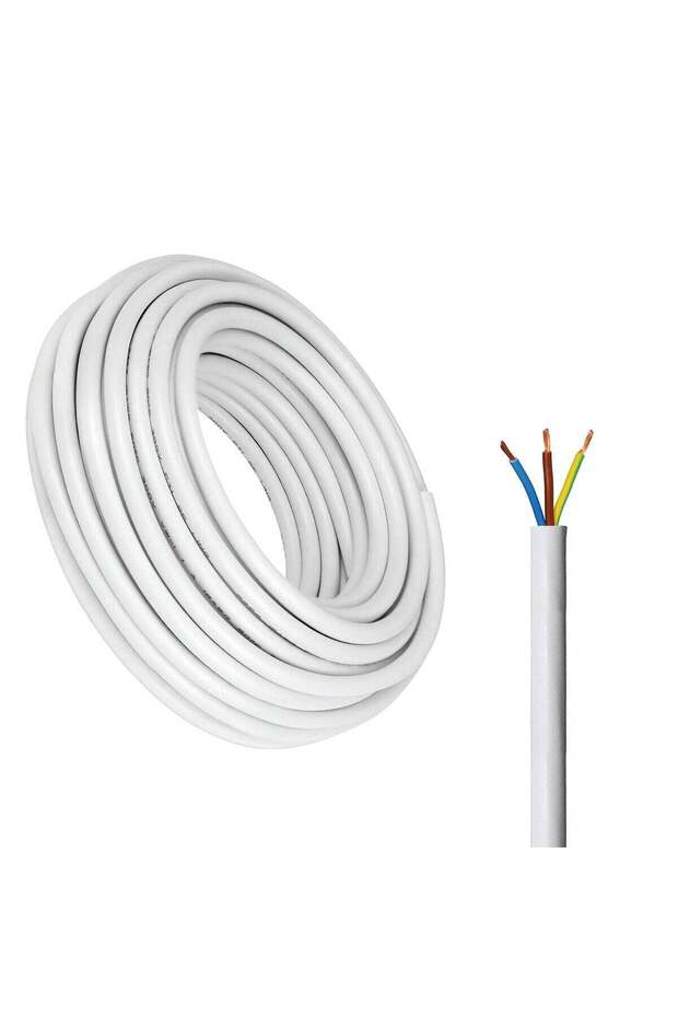 3-Core Electrical Cable, White PVC Insulated Power Wire, Flexible Copper Conductor (3 CORE 10 METER, 4MM)