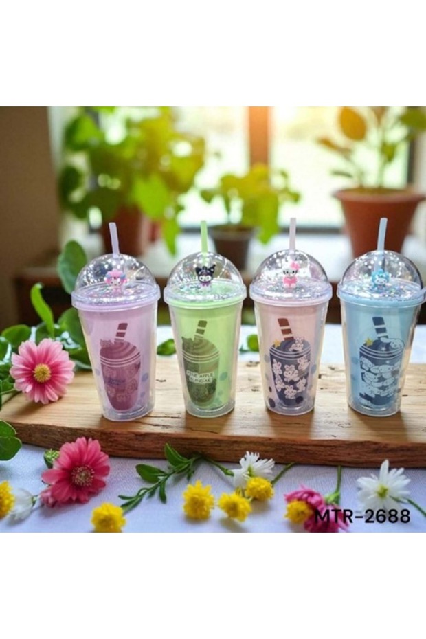 Konak Shopping 2412688-Glass Cup with Straw