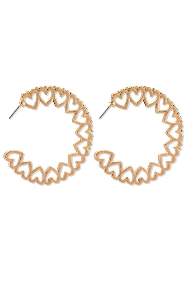 Statement earrings, massive hula hoops with hearts