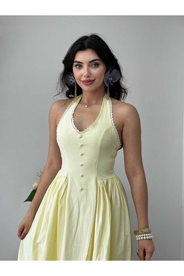 Nora Halter Yaka Poplin Elbise