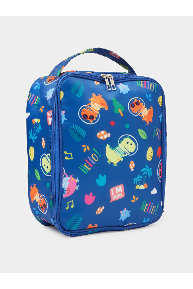 Boys Blue Graphic Print Zip Closure Lunch Bag