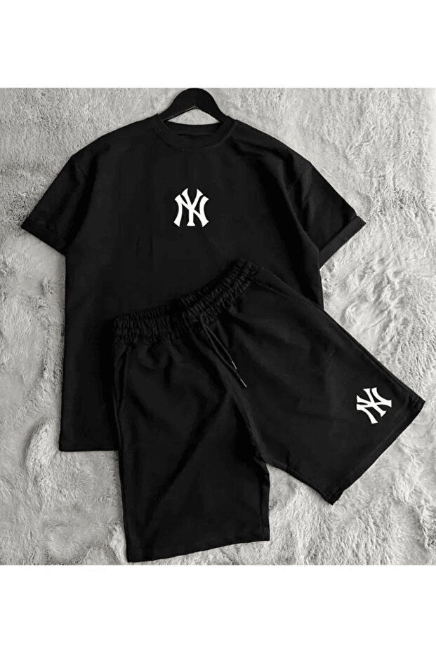 "Ny" Logo Printed Shorts Two-Piece Set