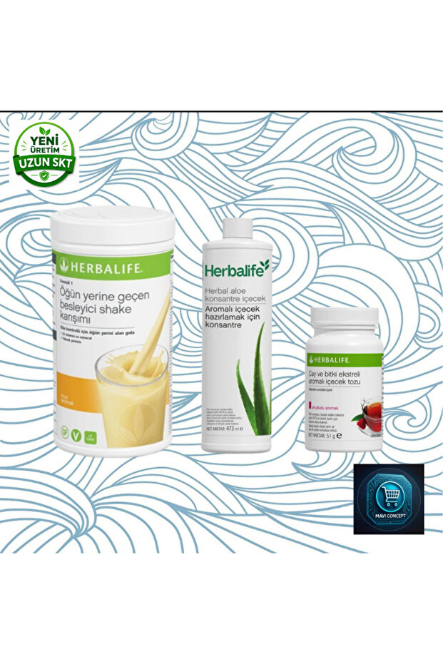 Formula 1 Nutritional Shake Mix Flavored 500 G+ Tea and Herbal Extract Flavored Beverage Powder Raspberry 51 g + Herbal Aloe Concentrated Drink 473 ml