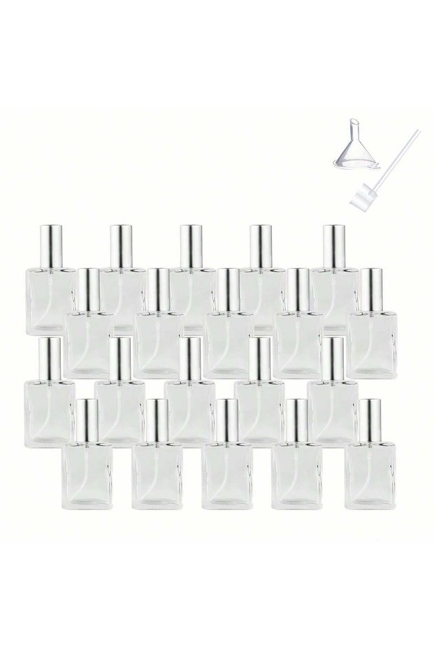 Glass 15ml Silver 20 pieces 15ml Flat Square Refillable Perfume Cosmetic Water Spray Bottle, Portabl