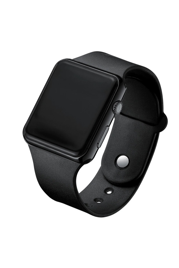 black Simple Digital Watch for Men Women Fashion Sport LED Electronic Watch Black Silicone Wristband