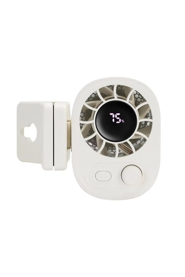 White 2026 New Portable Car Clip Fan 360° Rotatable 100 Speed Adjustable USB Rechargeable Waist Clip