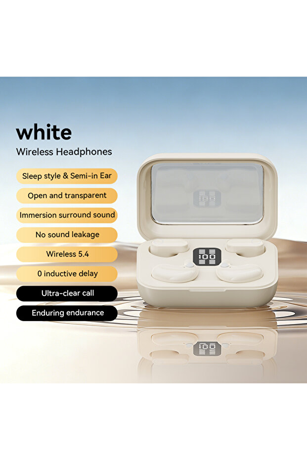 White TWS In-ear Headphones HIFI Subwoofer 2-in-1 Bluetooth Headsets True Wireless HD Digital Displa