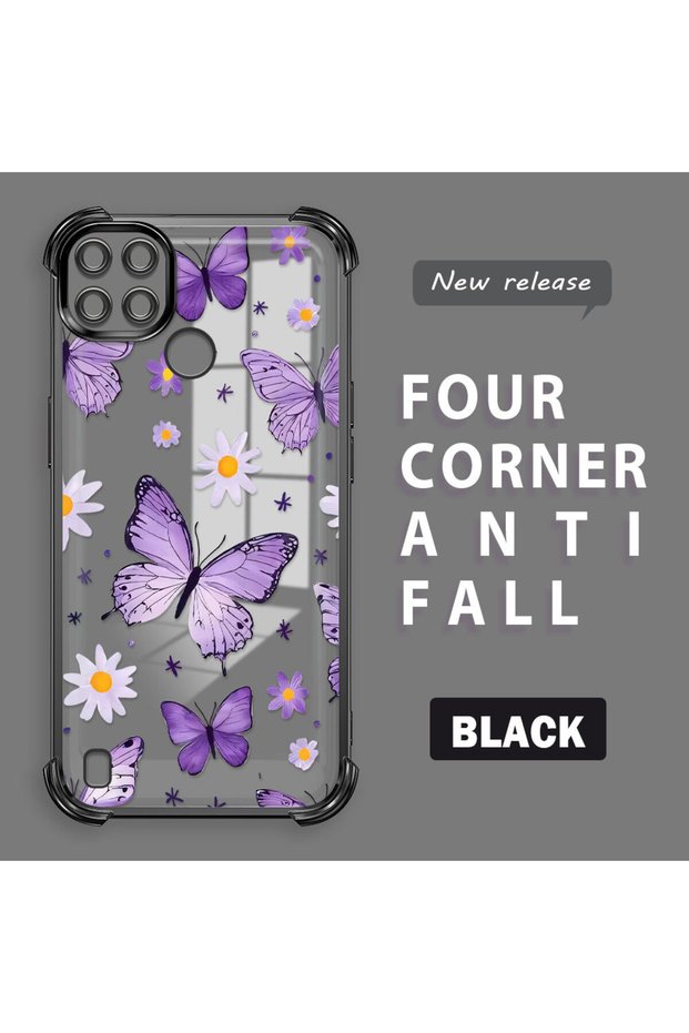 Realme C21Y/C25Y Compatible Transparent Back Four-Corner Reinforced Impact Protection Silicone Case